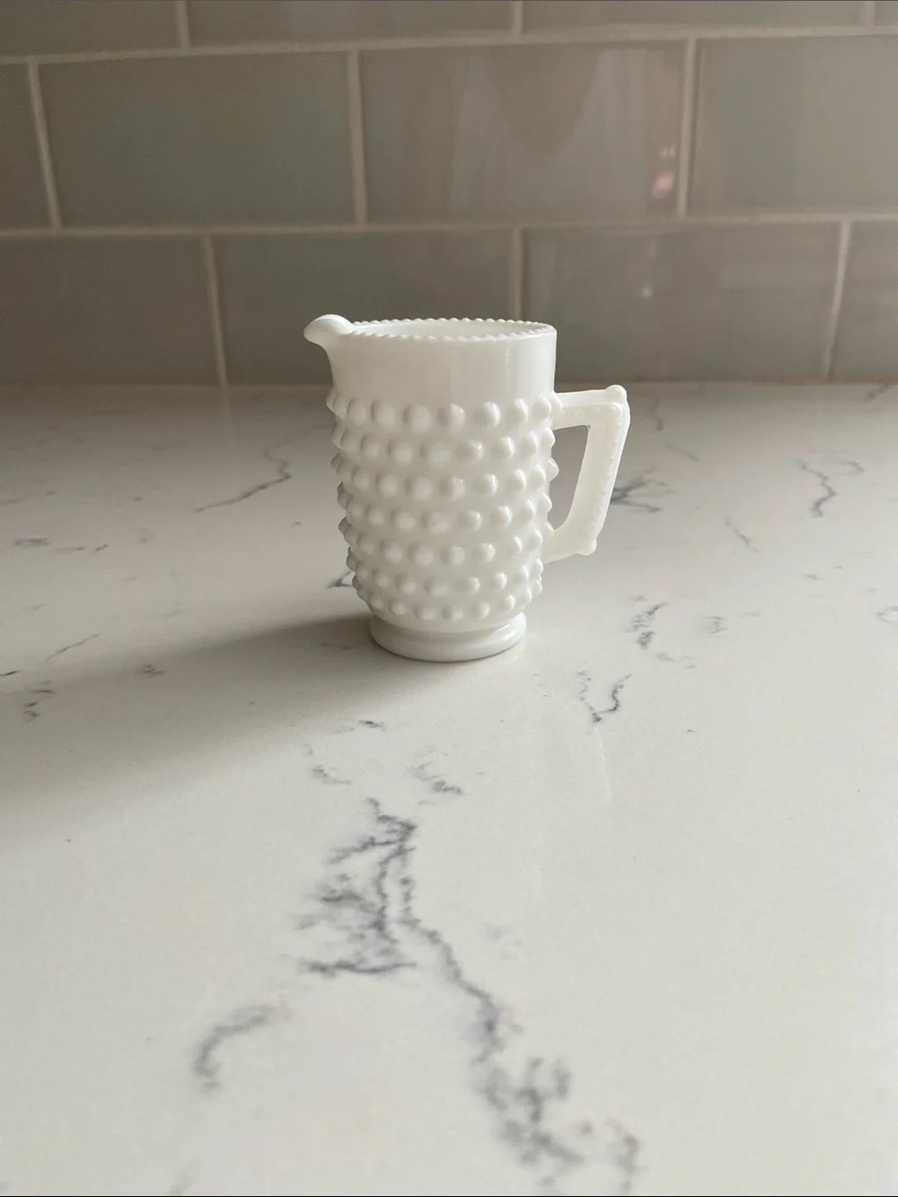 Vintage Fenton Hobnail Milk Glass Mini Creamer #3665